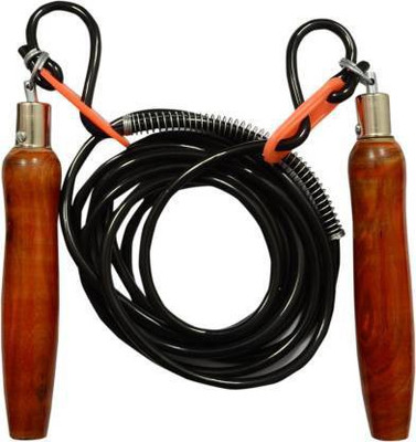 DIBACO SPORTS Adjustable Wodden Handel Skipping Rope For Men and Women Freestyle Skipping Rope(Black, Brown, Length: 260 cm)
