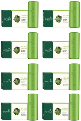 BIOTIQUE Pack of 8 Bio Basil And Parsley Revitalizing Body Soap, 150g ( For All Skin Types )(8 x 18.75 g)