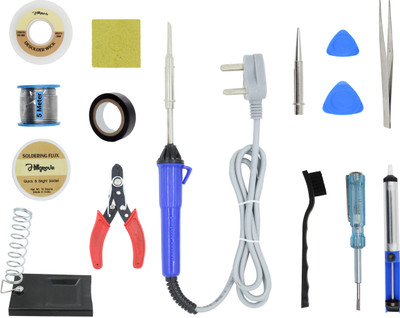 Hillgrove 14in1 Beginners Complete 25W Soldering Iron Kit 25 W Simple(Flat, Pointed Tip)