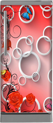 DivineDesigns 61 cm Red Designs Circle Fridge Sticker Self Adhesive Sticker(Pack of 1)