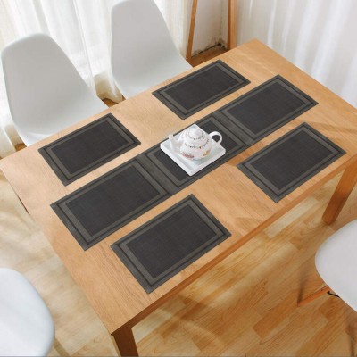 HOKiPO Rectangular Pack of 5 Table Placemat(Black, PVC)