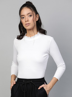 SASSAFRAS Casual Regular Sleeve Solid Women White Top