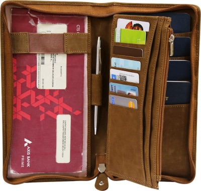 Style 98 4 Passport and Traveling wallets for Unisex Tan colour Genuine Leather (suede leather).(Tan)