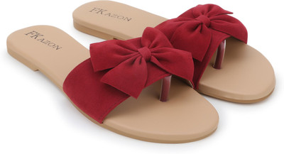 FK AZON Women Flats(Red , 4)