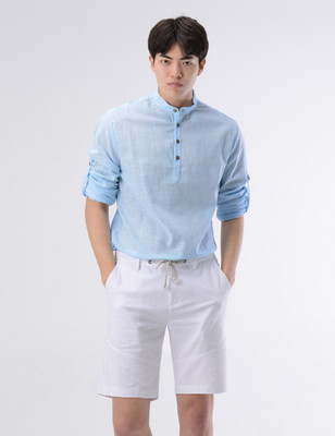 Life Roads Men Self Design Casual Light Blue Shirt