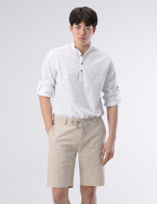 Life Roads Men Solid Casual White Shirt