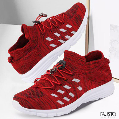 FAUSTO Sports Outdoor Walking Shoes For Men(Red , 6)