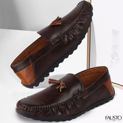 FAUSTO Tassel Loafers For Men(Brown , 9)