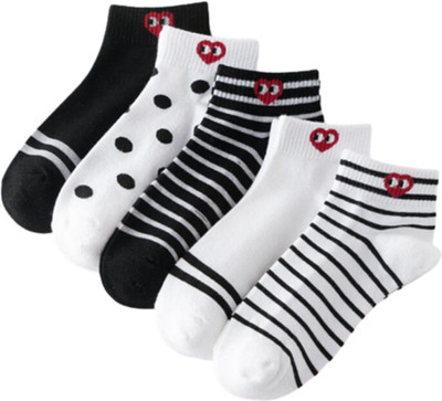FOXSTON Girls Printed, Solid Ankle Length(Pack of 5)