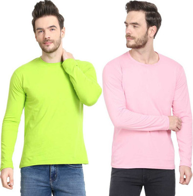 Diwazzo Solid Men Round Neck Multicolor T-Shirt