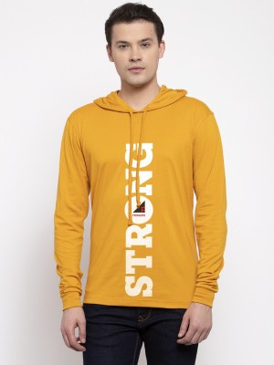 FRISKERS Graphic Print Men Hooded Neck Gold T-Shirt