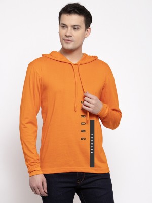 FRISKERS Graphic Print Men Hooded Neck Orange T-Shirt