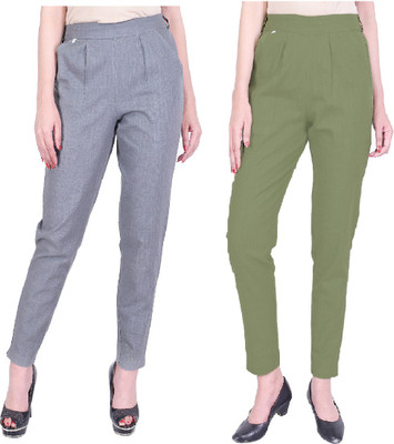IRK Fashion Slim Fit Women Grey, Green Trousers
