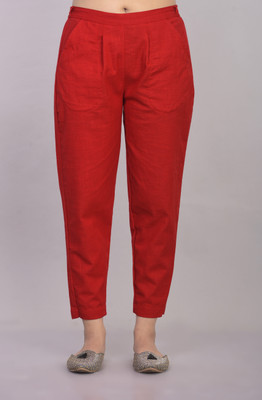 VEDANA Regular Fit Women Red Trousers