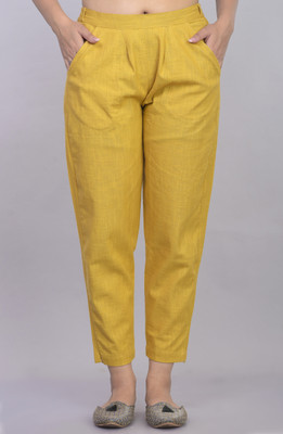 VEDANA Regular Fit Women Yellow Trousers