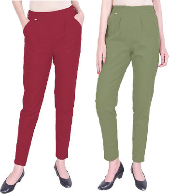 IRK Fashion Slim Fit Women Maroon, Green Trousers