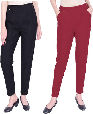 IRK Fashion Slim Fit Women Black, Maroon Trousers