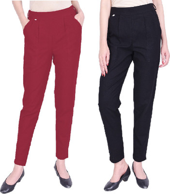 IRK Fashion Slim Fit Women Maroon, Black Trousers
