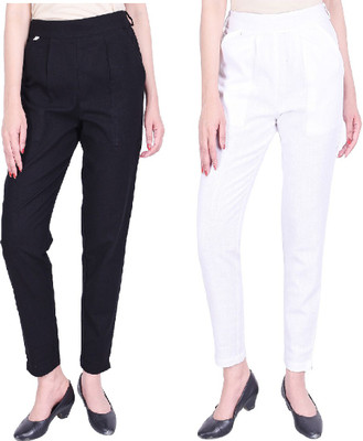 IRK Fashion Slim Fit Women Black, White Trousers