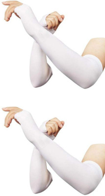 VT VIRTUE TRADERS Cotton Arm Sleeve For Boys & Girls(S, White)
