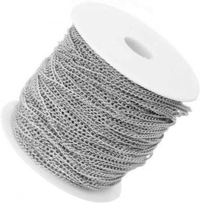Crafto Jewellery Making Metal Link Extender Chain for Craft and DIY Making Purpose Silver Color (5 Meter, 2MM)