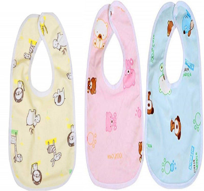 Chote Janab Fast Dry-Waterproof Tich Button Feeding Bib - Multicolor (3 Pack)(Multicolor)