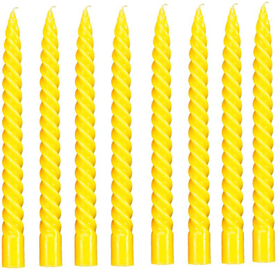 Aatorakushon Wax Smokeless Scented Twisted Disign Stick Candles For Decorations Candle(Yellow, Pack of 8)