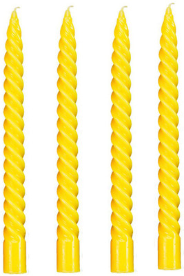 Aatorakushon Wax Smokeless Scented Twisted Disign Stick Candles For Decorations Candle(Yellow, Pack of 4)