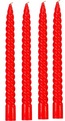 Aatorakushon Wax Smokeless Scented Twisted Disign Stick Candles For Decorations Candle(Red, Pack of 4)