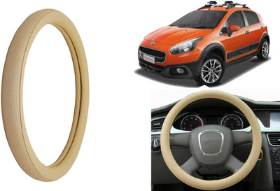 Auto Kite Steering Cover For Fiat Avventura(Beige, Leatherite)