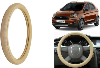 Auto Kite Steering Cover For Ford Aspire(Beige, Leatherite)