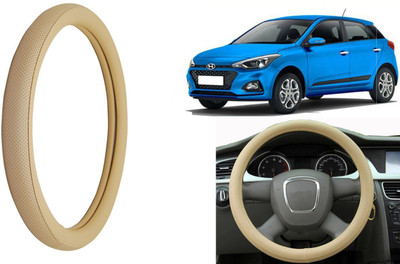 Auto Kite Steering Cover For Hyundai Elite i20(Beige, Leatherite)