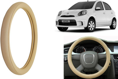 Auto Kite Steering Cover For Nissan Micra Active(Beige, Leatherite)
