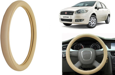 Auto Kite Steering Cover For Fiat Linea Classic(Beige, Leatherite)