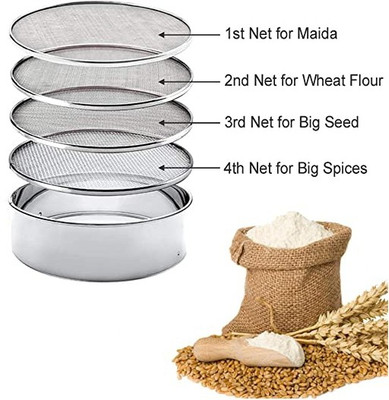ASTRONAUT Stainless steel 4 in 1 interchangeable for Wheat Rice Atta Maida Sieve(Silver Pack of 5) deal from flipkart