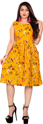 maruti fab Women A-line Yellow Mini/Short Dress