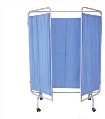 pmps Multipurpose Bedside 3 Fold Screen/Partition with Blue Cotton Curtain and Unbreakable Wheels for Clinic, Saloon, Spa, Massage Centre Bedside Screen(Number of Folds :  3)