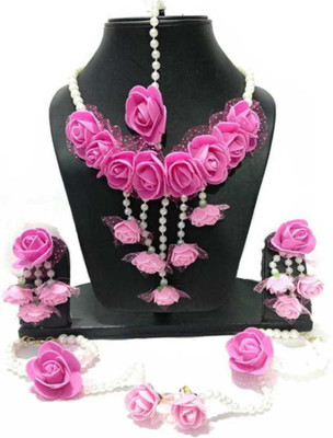 style revolver Fabric Pink Jewellery Set(Pack of 1)