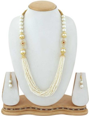 Jewar Mandi Crystal Gold-plated White Jewellery Set(Pack of 1)