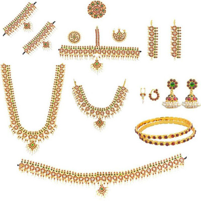 UshaGold Brass Gold-plated Gold Jewellery Set(Pack of 1)