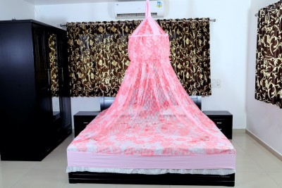 RIDDHI Polyester Adults Washable thaifancyround6x6_pink Mosquito Net(Pink, Ceiling Hung)