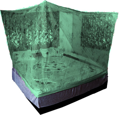 RIDDHI Polyester Adults Washable printedsq4x6.5_green Mosquito Net(Green, Bed Box)
