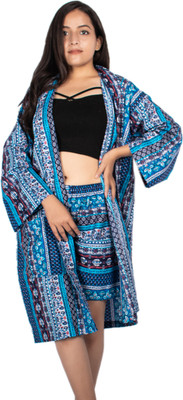 sriamjaipur Women Printed Blue Top & Shorts Set