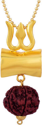 Omkar Jewel Om Trishula Rudraksha Pendnat With Golden Chain Gold-plated Brass Locket