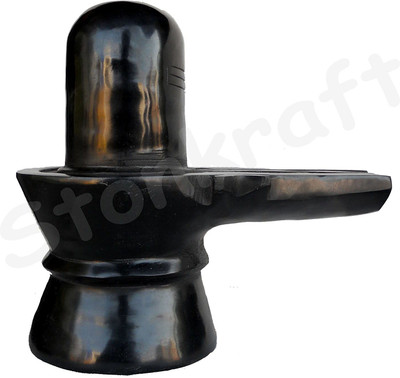 VALUE CRAFTS Marble Stone Shiva Lingam Shiv Ling Idol (Black) Decorative Showpiece  -  17.5 cm(Stone, Black)