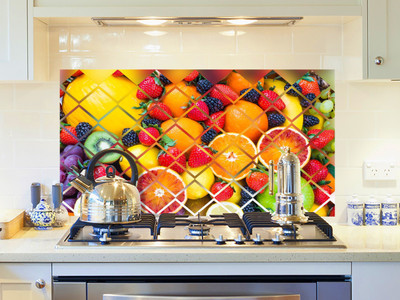 DivineDesigns 61 cm Oranges and Strawberries Self Adhesive Sticker(Pack of 1)