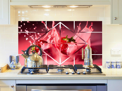 DivineDesigns 61 cm Splash of Strawberry Self Adhesive Sticker(Pack of 1)