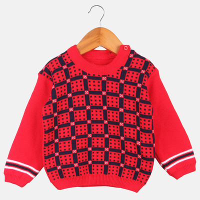 Trendy World Woven Round Neck Casual Baby Boys Red Sweater