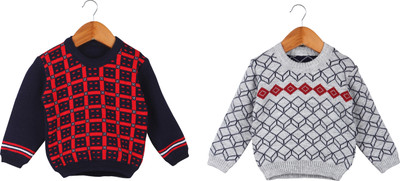 Fit N Fame Checkered Round Neck Casual Baby Boys Multicolor Sweater