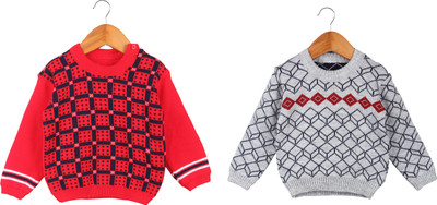 Fit N Fame Checkered Round Neck Casual Baby Boys Multicolor Sweater